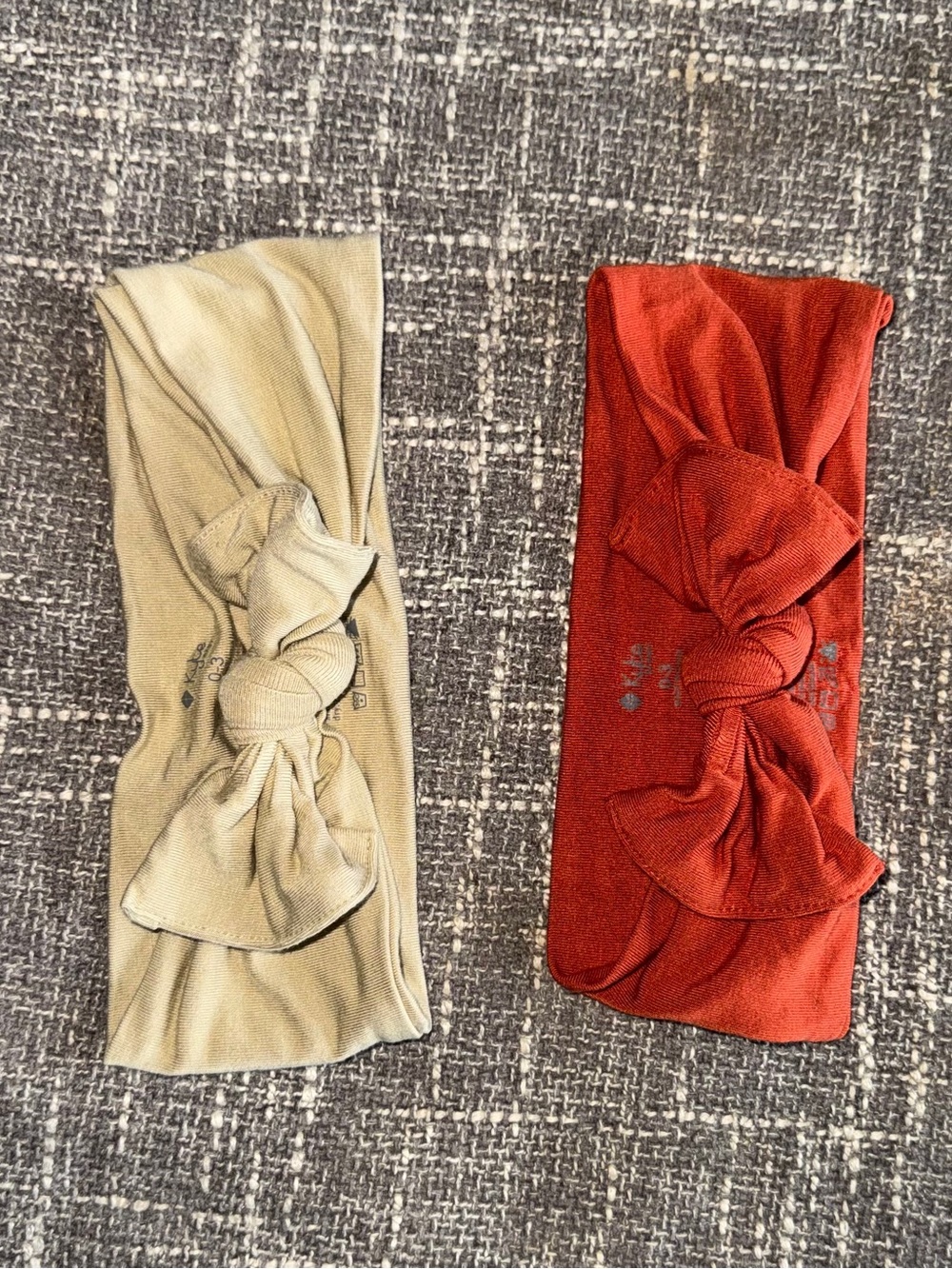 Kids Bow Headband Set - Beige and Rust